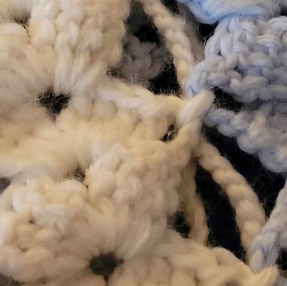 Hand Crochet Blue and White Afghan - Picture 5 of 5